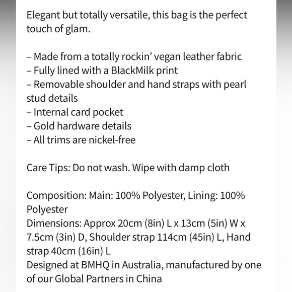 BLACKMILK PEARL STUDDED HANDBAG CONVERTIBLE SHOULDER BAG! - Picture 9 of 9